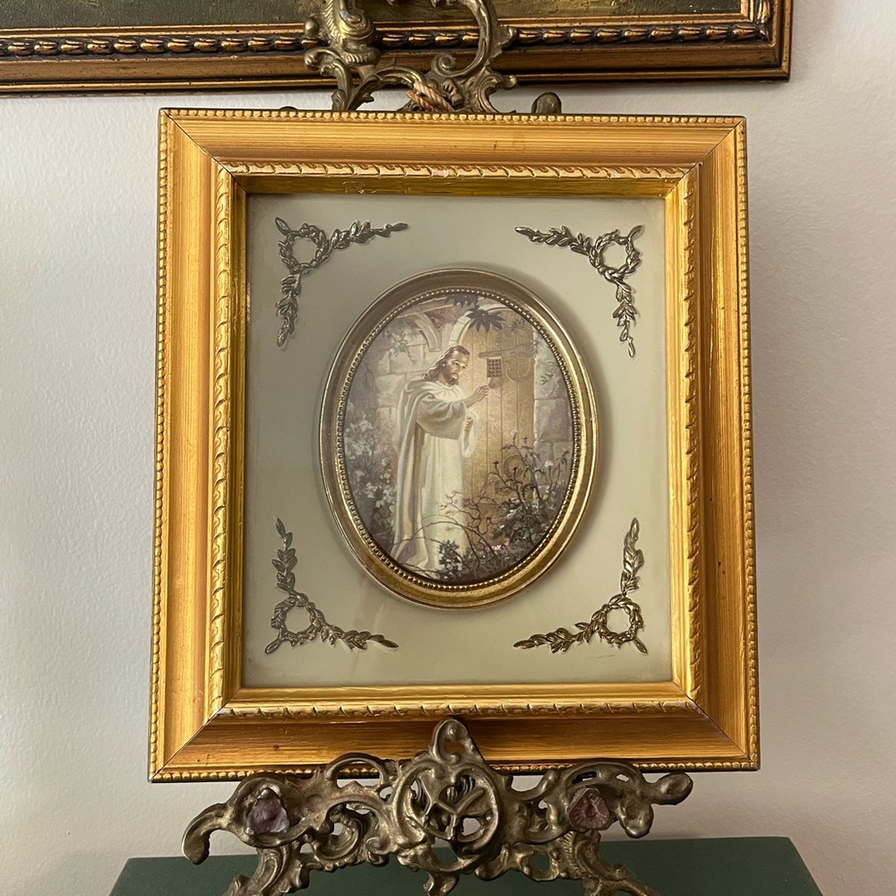 Vintage Shadow Box Framed Jesus Image
